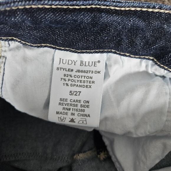 Judy Blue Jeans Womens 5 27 Dark Blue Mom Jean Fit Tapered Stretch High Rise - Picture 4 of 12